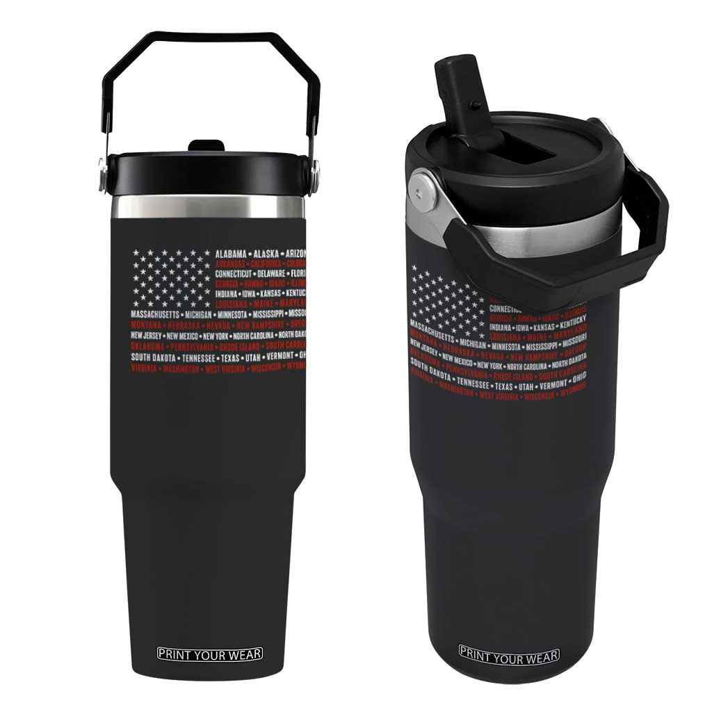50 US States 4th of July Vintage American Flag Flip Straw Tumbler