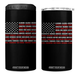 50 US States 4th of July Vintage American Flag 4 in 1 Can Cooler Tumbler