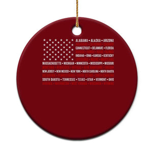 50 US States 4th of July Vintage American Flag Ceramic Ornament