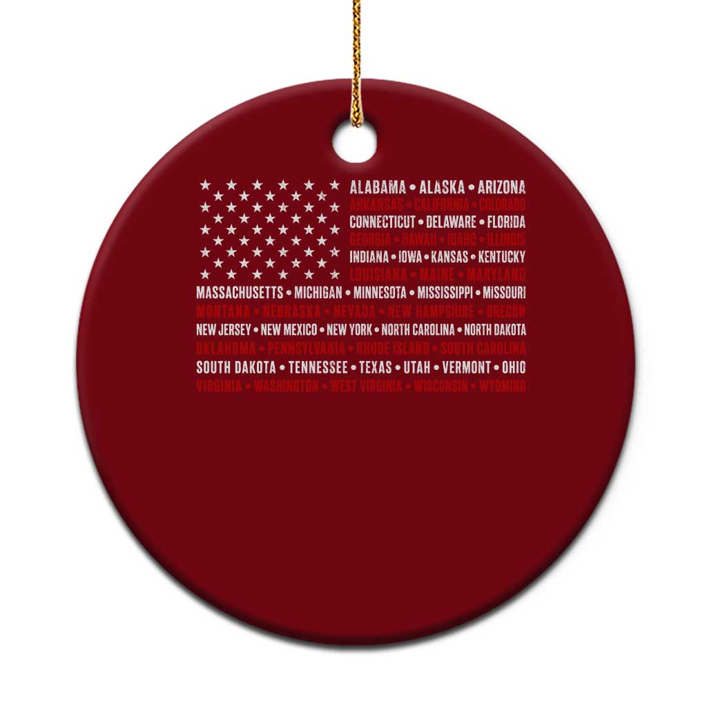 50 US States 4th of July Vintage American Flag Ceramic Ornament TS11 1pc Red Print Your Wear