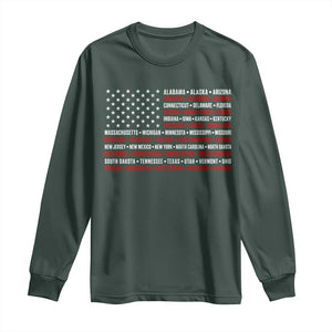 50 US States 4th of July Vintage American Flag Long Sleeve Shirt