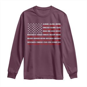 50 US States 4th of July Vintage American Flag Long Sleeve Shirt