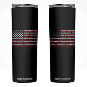 50 US States 4th of July Vintage American Flag Skinny Tumbler