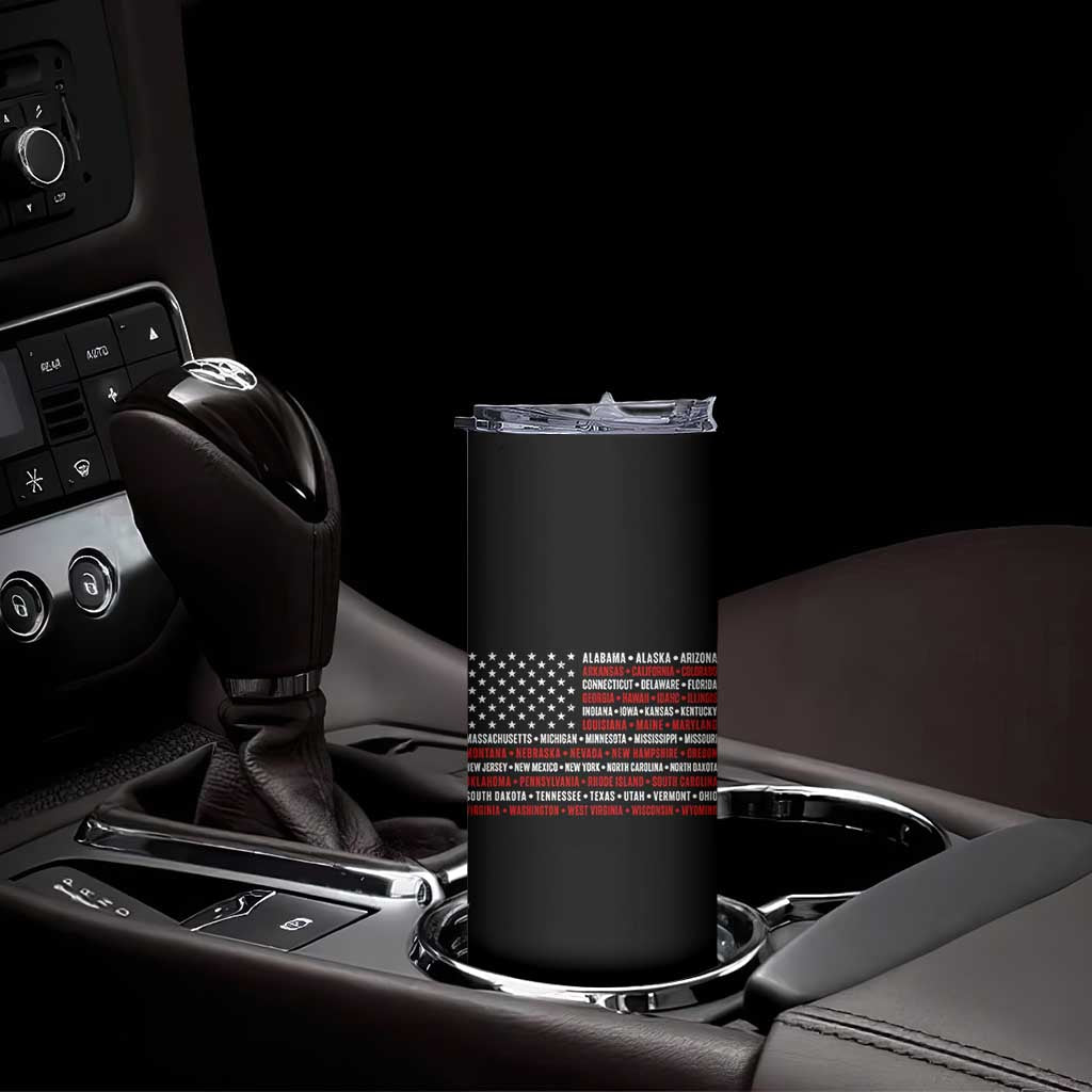 50 US States 4th of July Vintage American Flag Skinny Tumbler