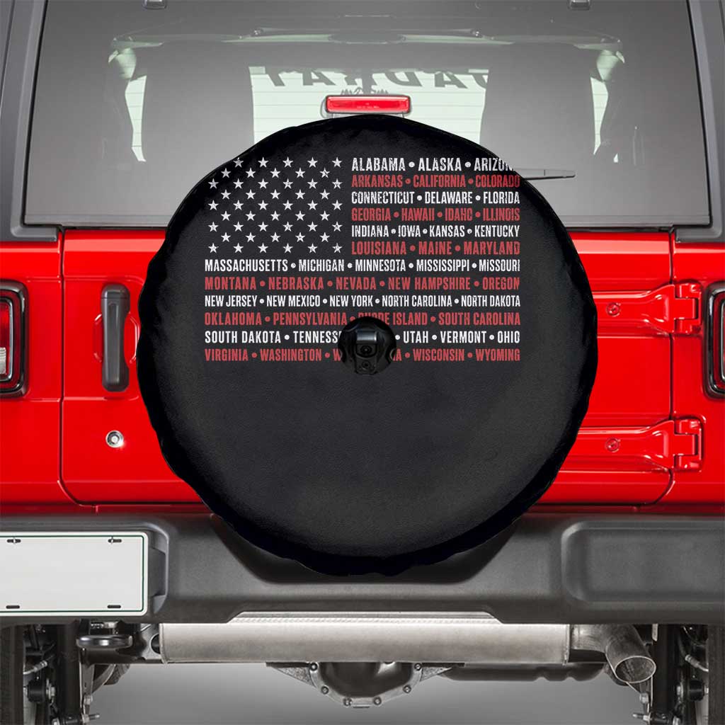 50 US States 4th of July Vintage American Flag Spare Tire Cover