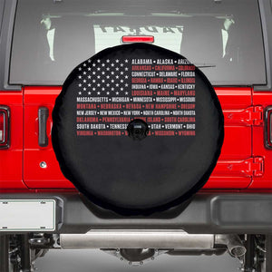 50 US States 4th of July Vintage American Flag Spare Tire Cover