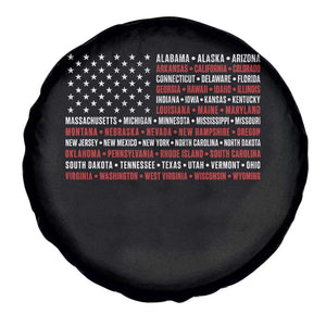 50 US States 4th of July Vintage American Flag Spare Tire Cover