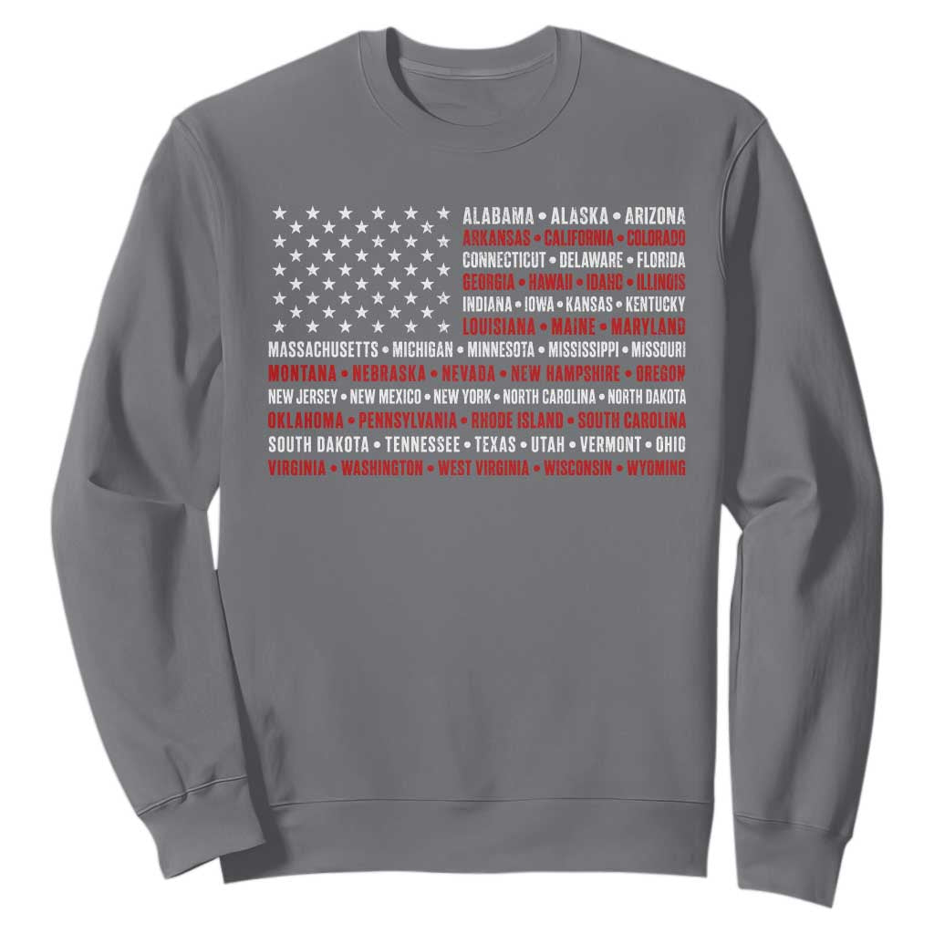 50 US States 4th of July Vintage American Flag Sweatshirt