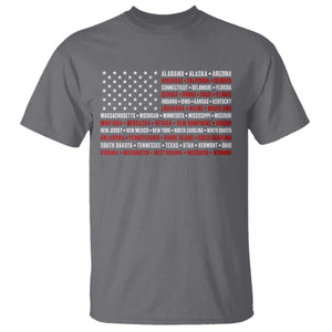 50 US States 4th of July Vintage American Flag T Shirt