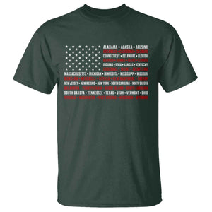 50 US States 4th of July Vintage American Flag T Shirt