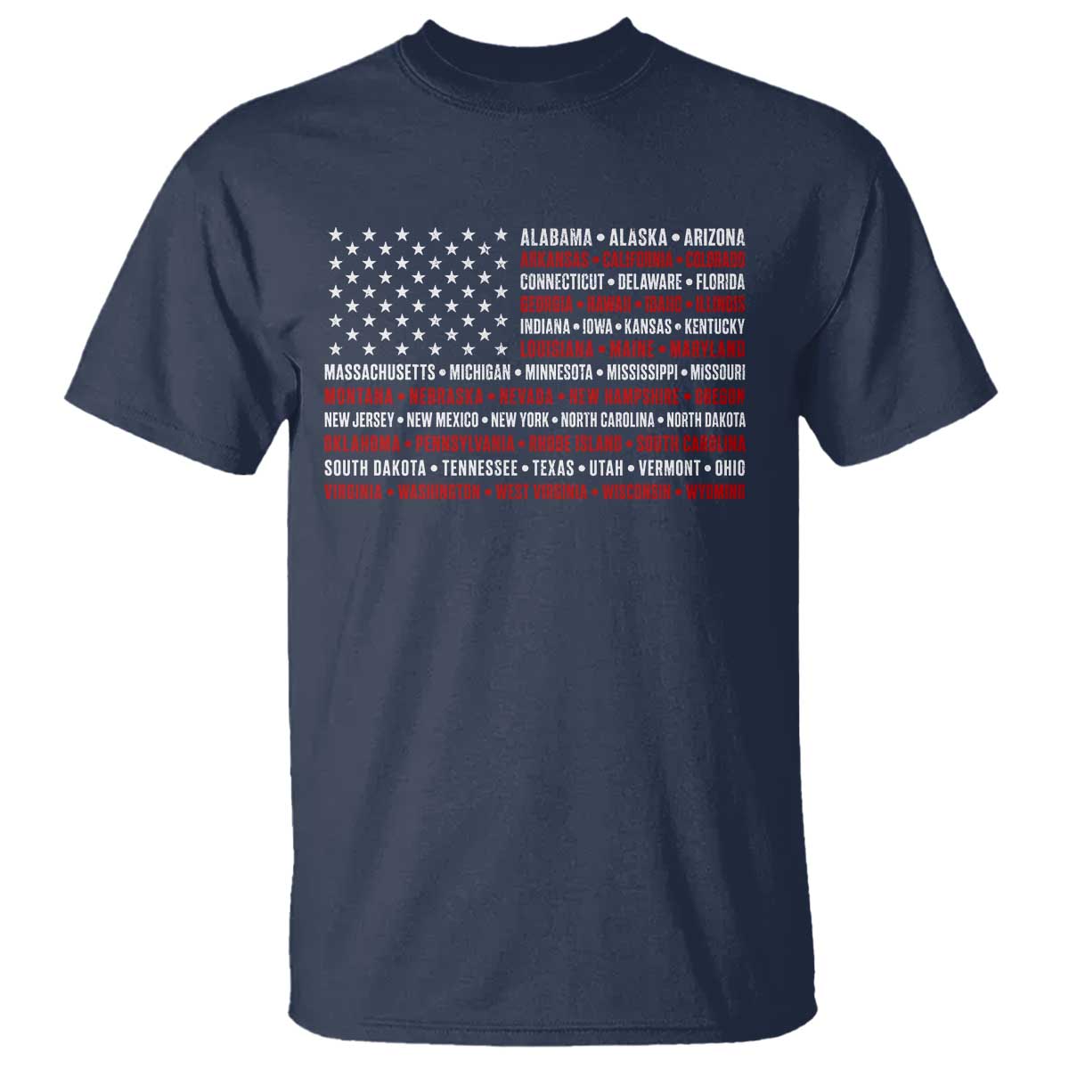 50 US States 4th of July Vintage American Flag T Shirt