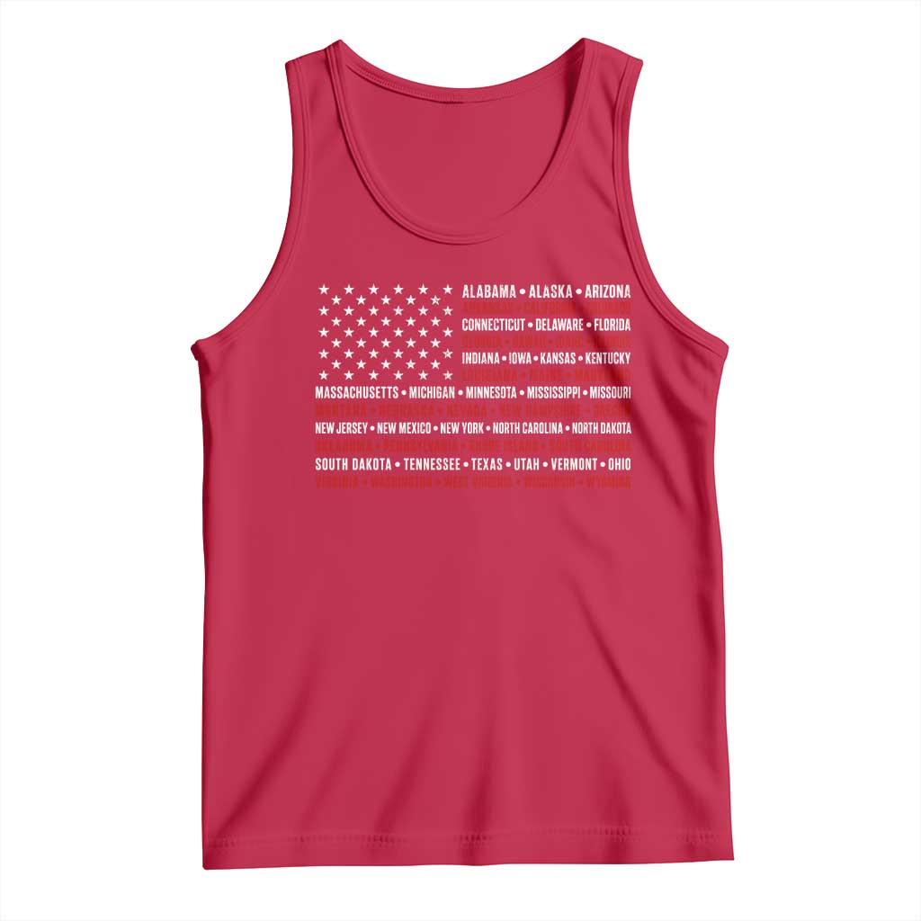 50 US States 4th of July Vintage American Flag Tank Top