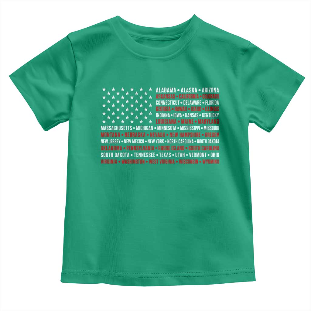 50 US States 4th of July Vintage American Flag Toddler T Shirt