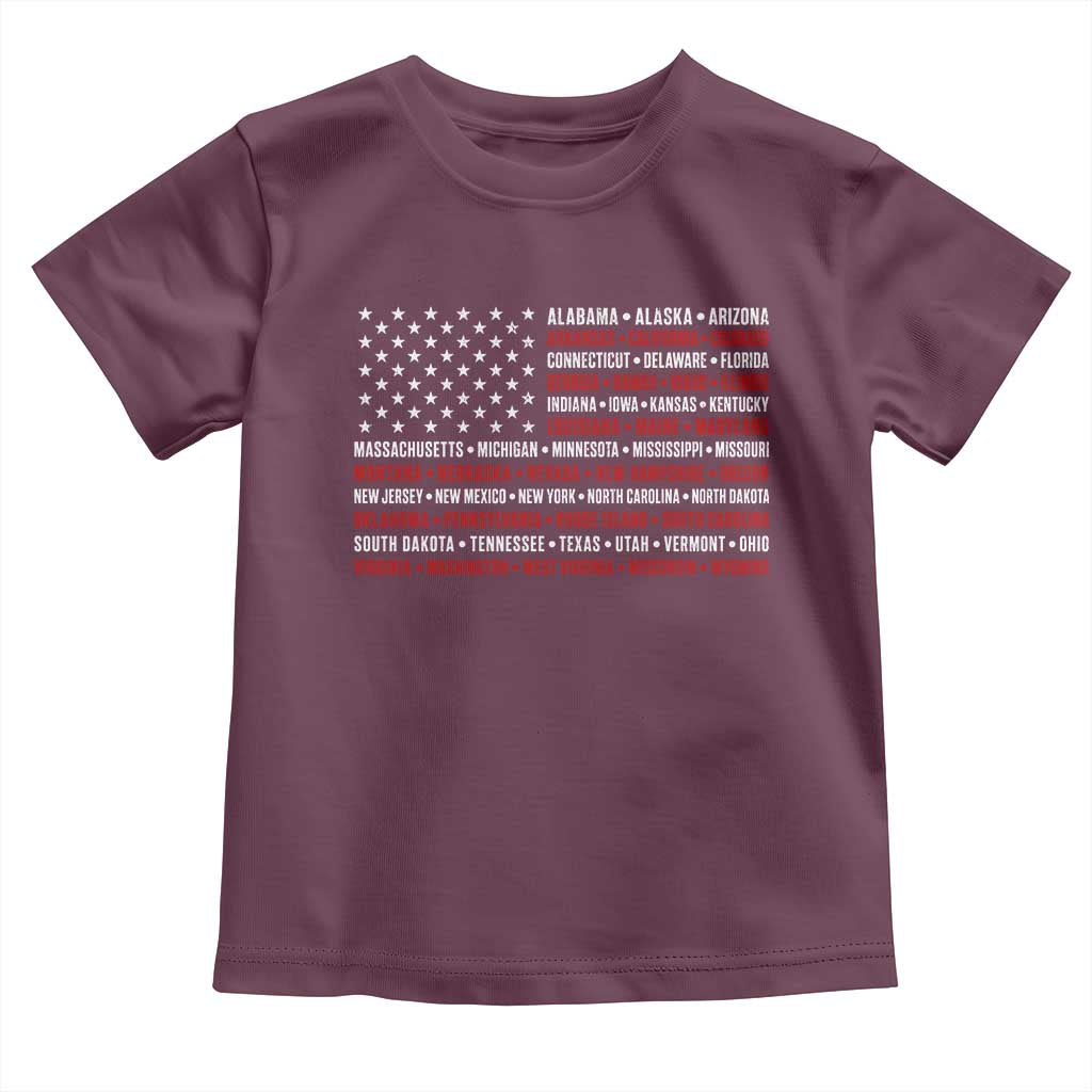 50 US States 4th of July Vintage American Flag Toddler T Shirt