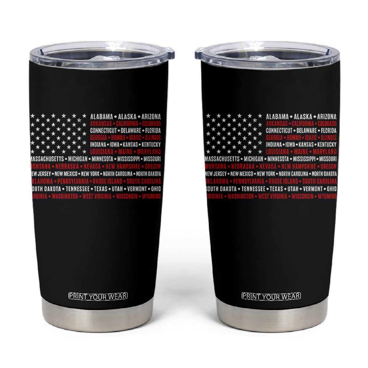 50 US States 4th of July Vintage American Flag Tumbler Cup