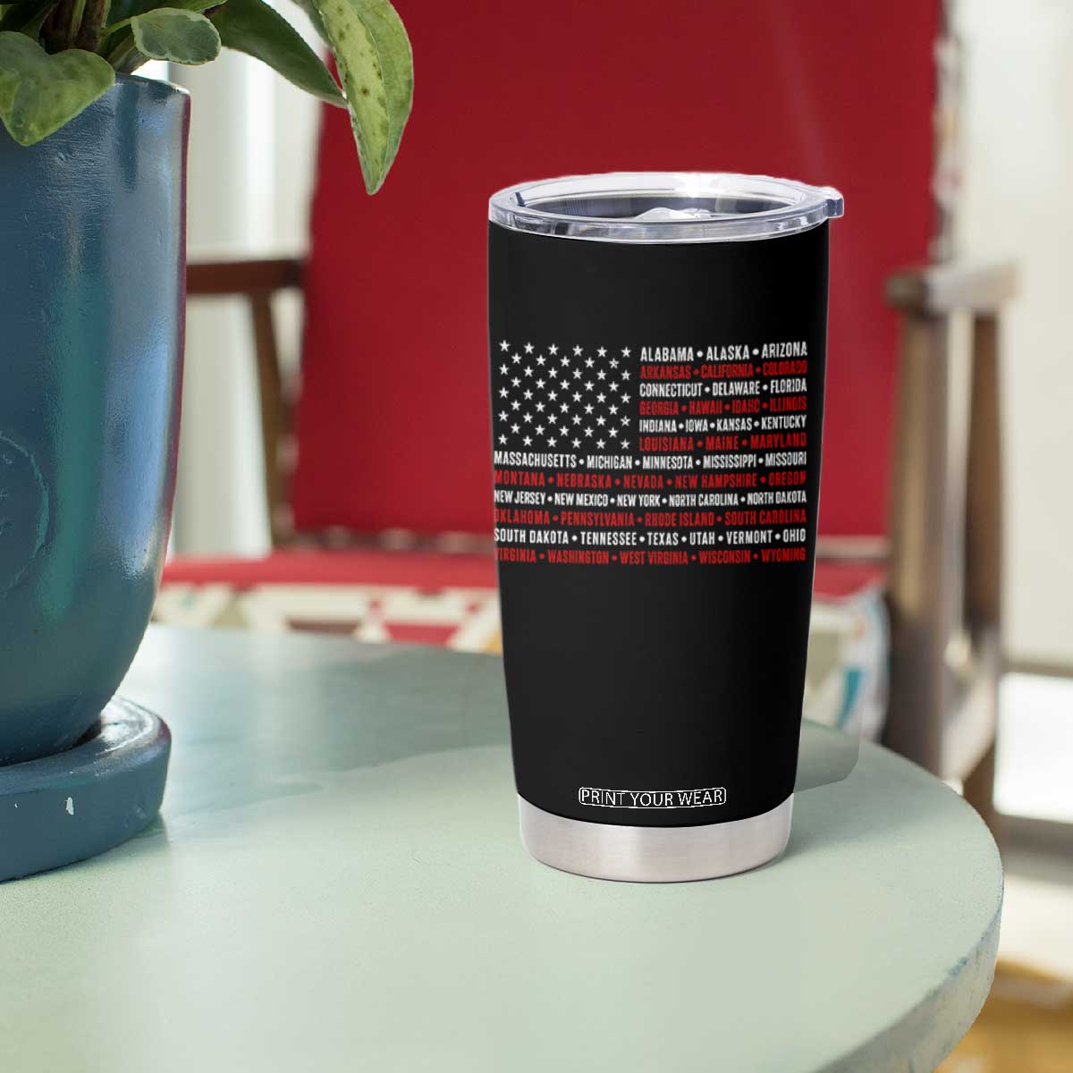 50 US States 4th of July Vintage American Flag Tumbler Cup