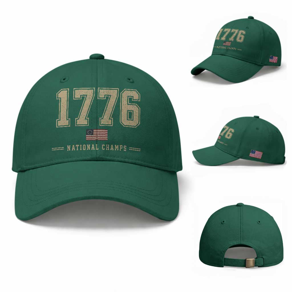 1776 National Champs 250th Anniversary USA 4th of July Baseball Cap TS11 Baseball Cap Universal Fit Irish Green Print Your Wear