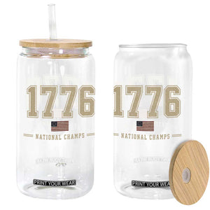 1776 National Champs 250th Anniversary USA 4th of July Glass Can
