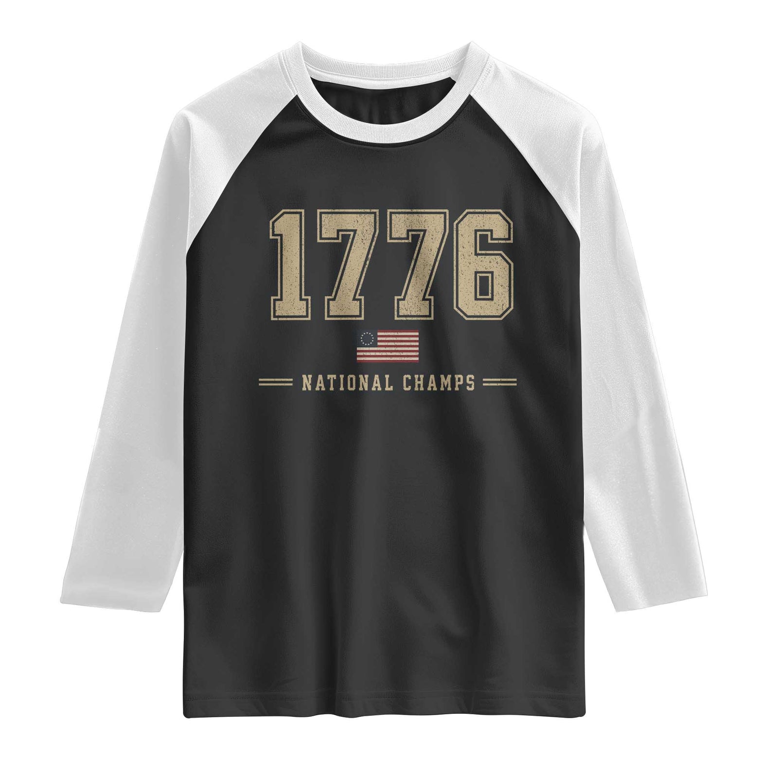 1776 National Champs 250th Anniversary USA 4th of July Raglan Shirt TS11 Black White Print Your Wear
