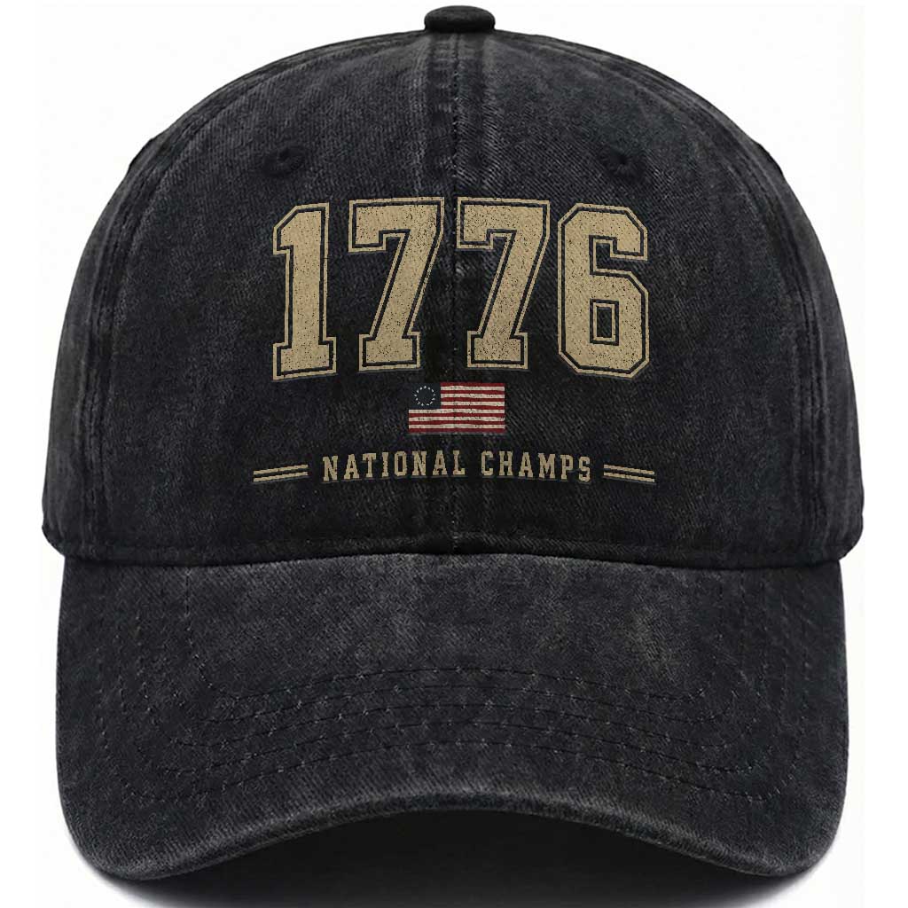 1776 National Champs 250th Anniversary USA 4th of July Washed Cotton Baseball Cap TS11 Print Your Wear