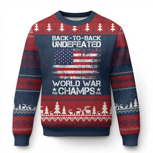 Back To Back Undefeated World War Champs 4th Of July Ugly Christmas Sweater 1918 1945 US History