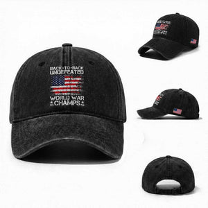 Back To Back Undefeated World War Champs 4th Of July Washed Cotton Baseball Cap 1918 1945 US History