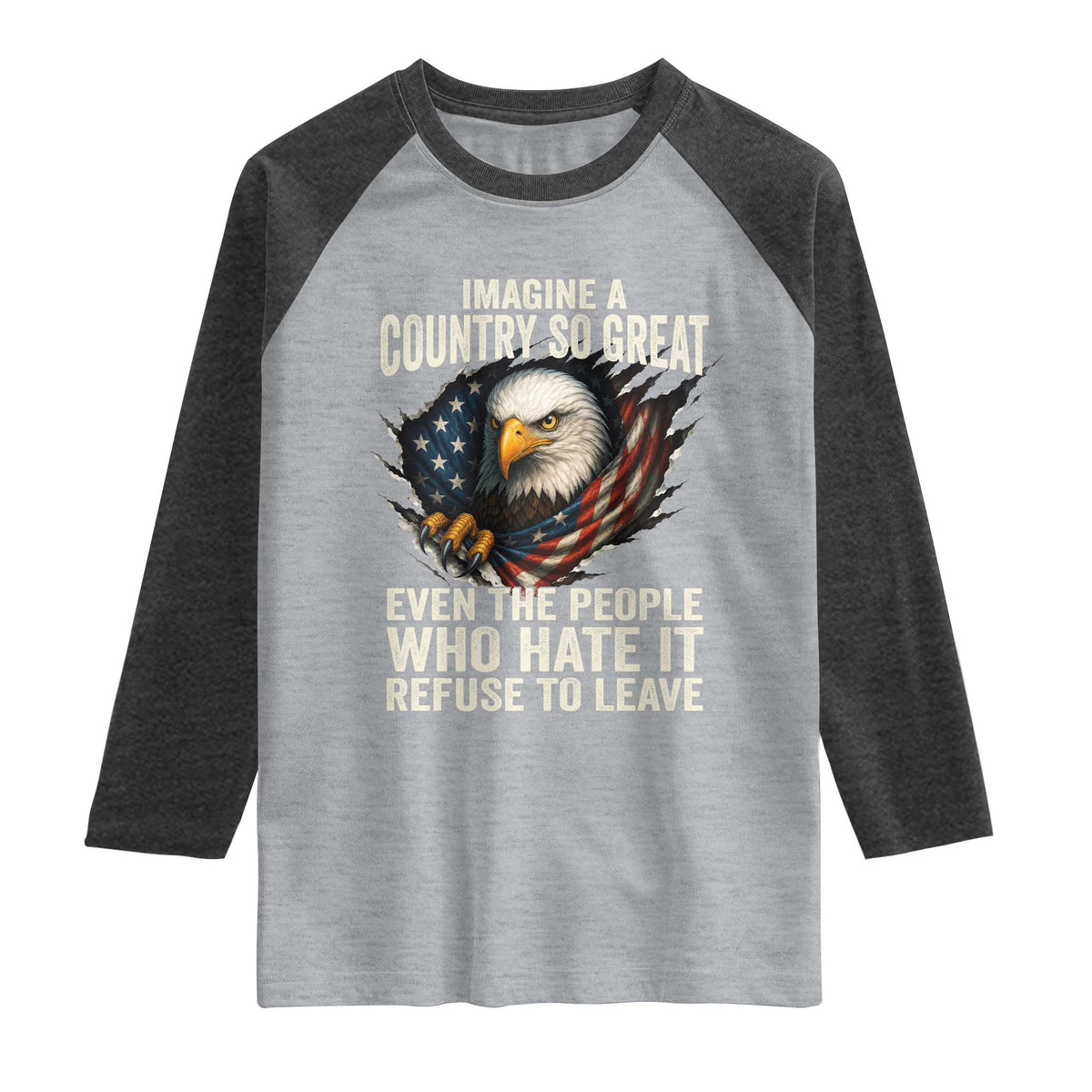 Imagine A Country So Great Even The People Who Hate It Refuse To Leave Raglan Shirt Bald Eagle