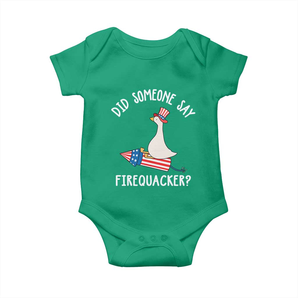 Patriotic Silly Goose 4th of July Baby Onesie Did Someone Say Firequacker