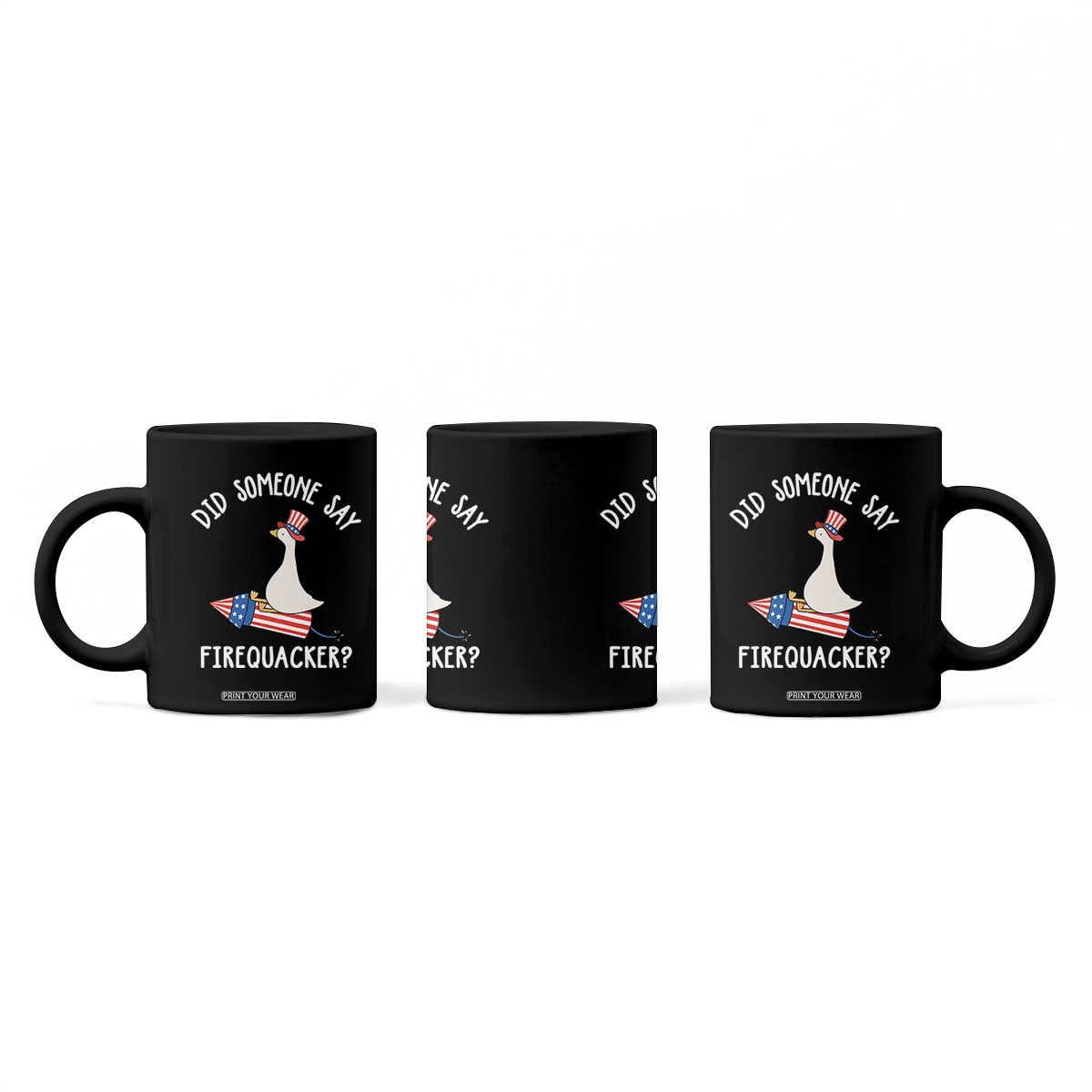 Patriotic Silly Goose 4th of July Coffee Mug Did Someone Say Firequacker