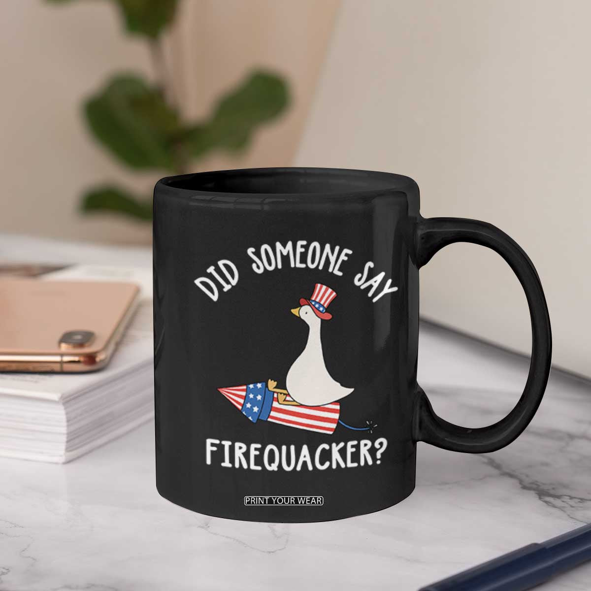 Patriotic Silly Goose 4th of July Coffee Mug Did Someone Say Firequacker