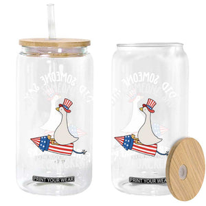 Patriotic Silly Goose 4th of July Glass Can Did Someone Say Firequacker