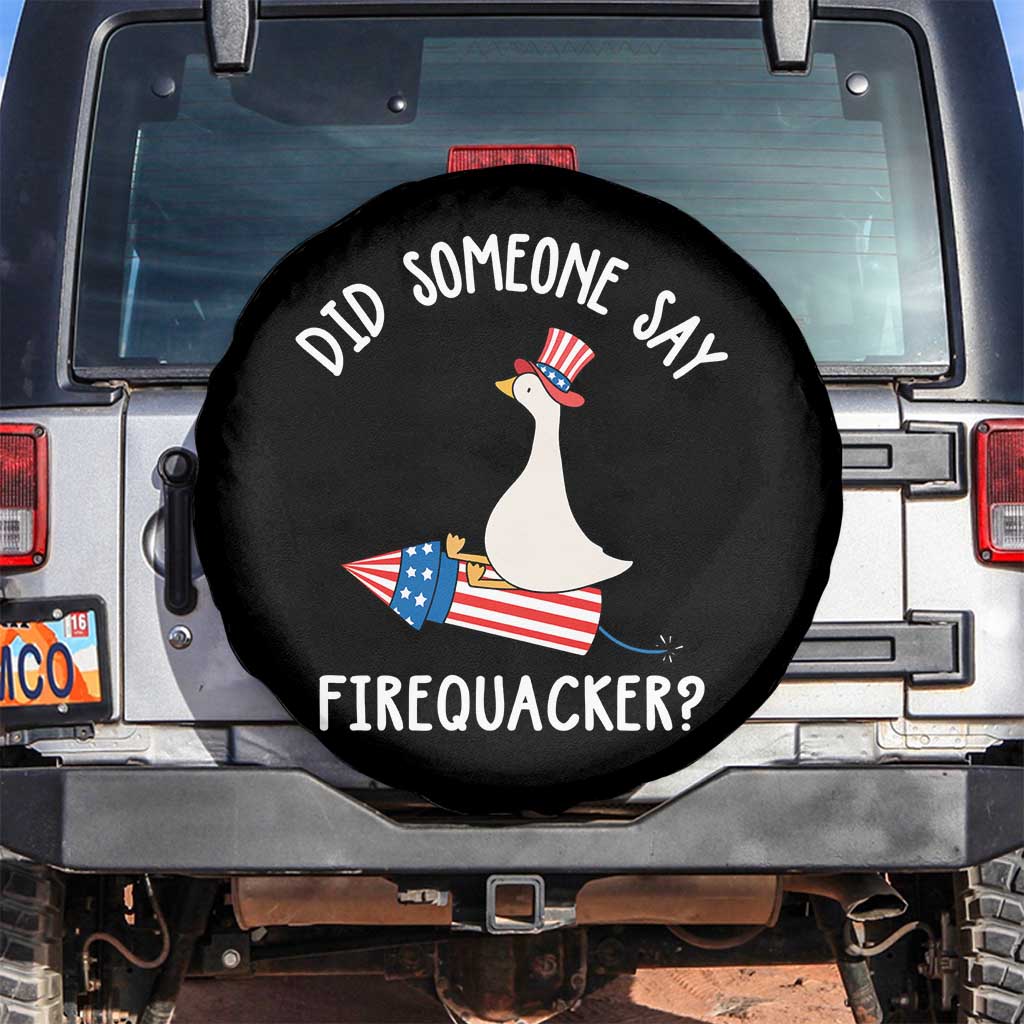 Patriotic Silly Goose 4th of July Spare Tire Cover Did Someone Say Firequacker