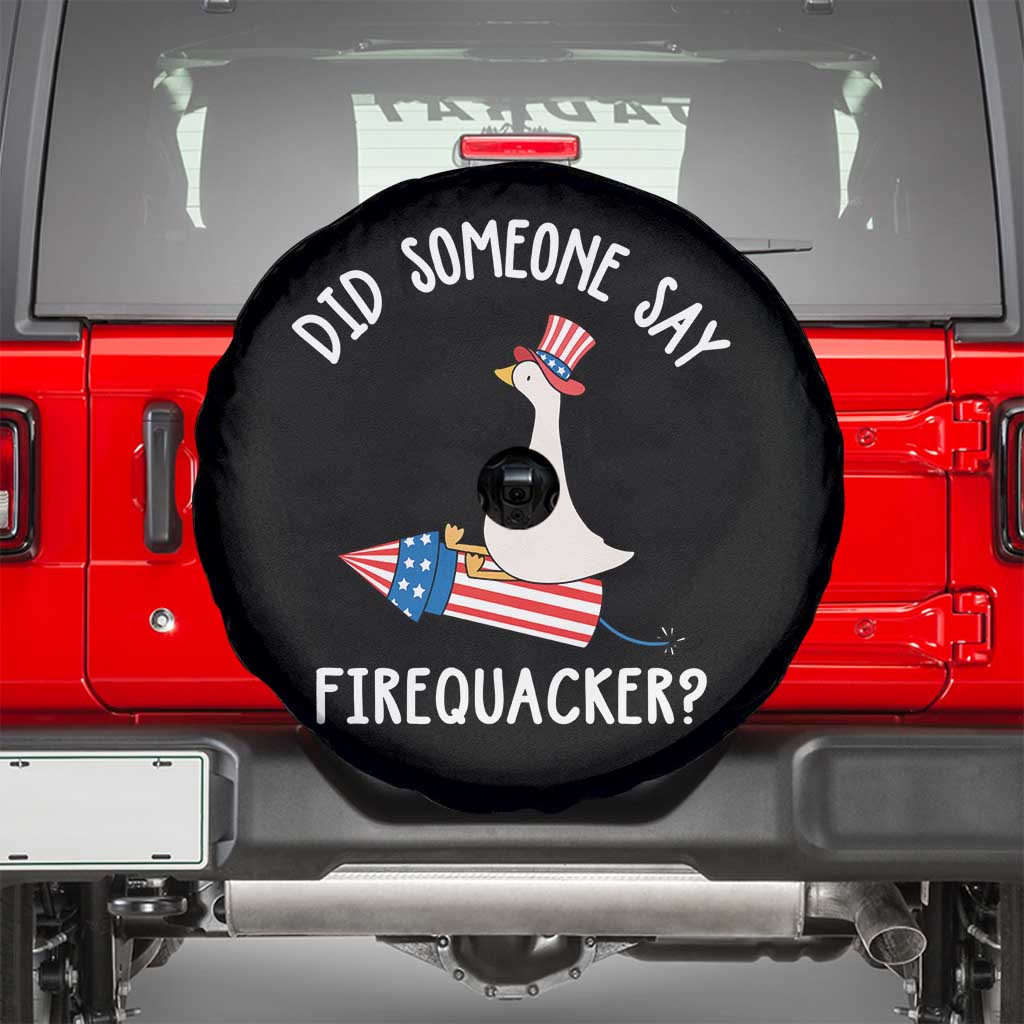 Patriotic Silly Goose 4th of July Spare Tire Cover Did Someone Say Firequacker