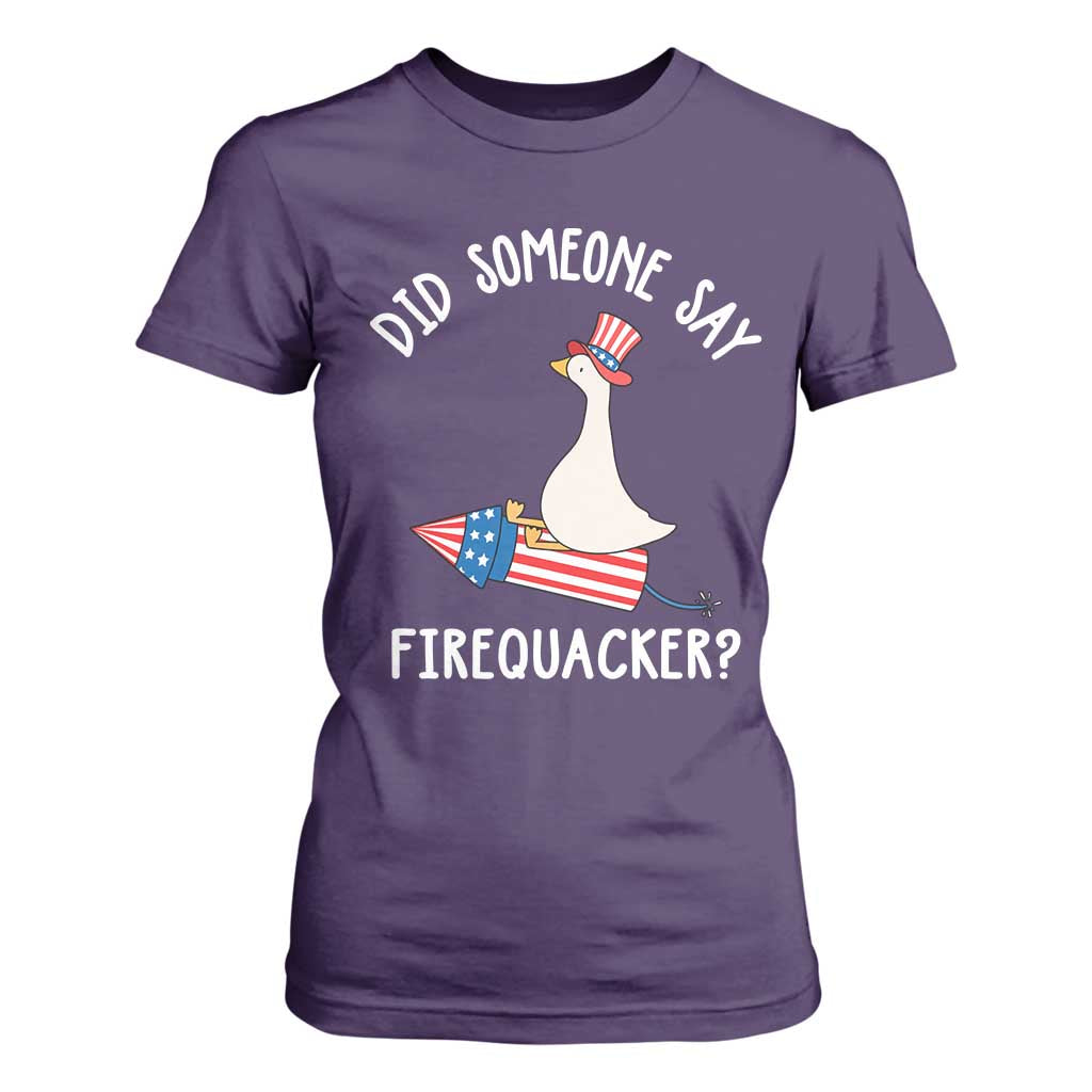 Patriotic Silly Goose 4th of July T Shirt For Women Did Someone Say Firequacker