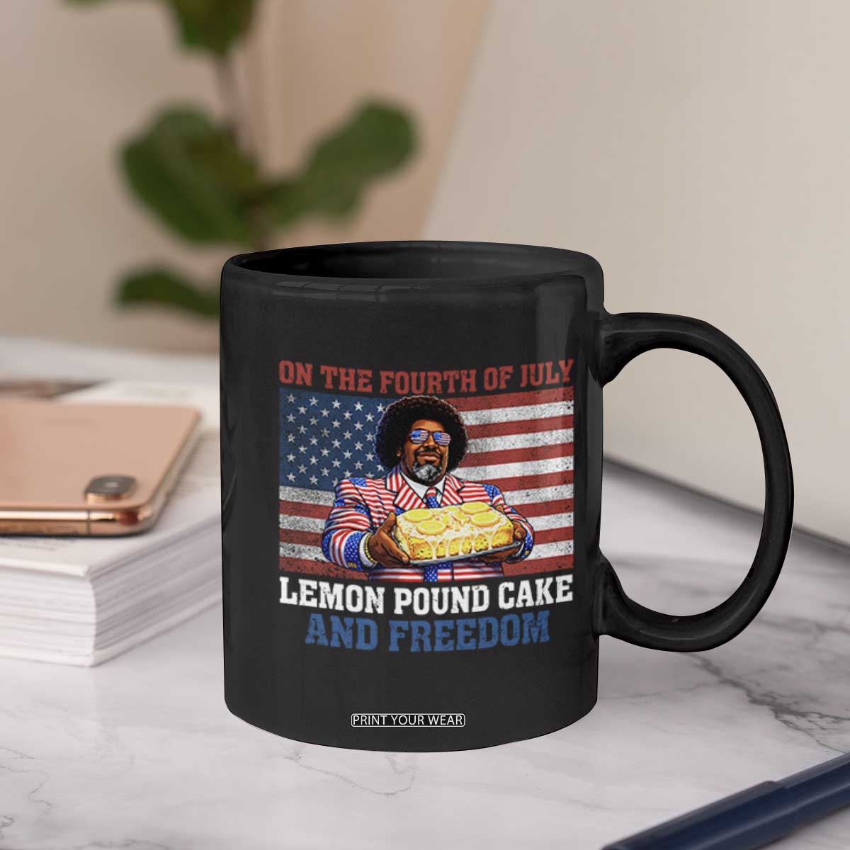 Lemon Pound Cake And Freedom Coffee Mug 4th of July Hip Hop Edgy Humor Rap Fan