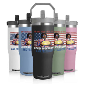 Lemon Pound Cake And Freedom Flip Straw Tumbler 4th of July Hip Hop Edgy Humor Rap Fan