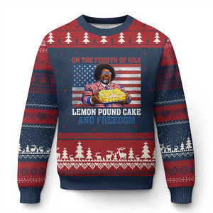 Lemon Pound Cake And Freedom Ugly Christmas Sweater 4th of July Hip Hop Edgy Humor Rap Fan