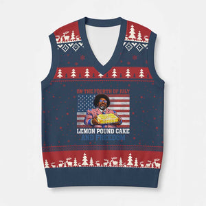 Lemon Pound Cake And Freedom V-Neck Knit Sweater Vest 4th of July Hip Hop Edgy Humor Rap Fan