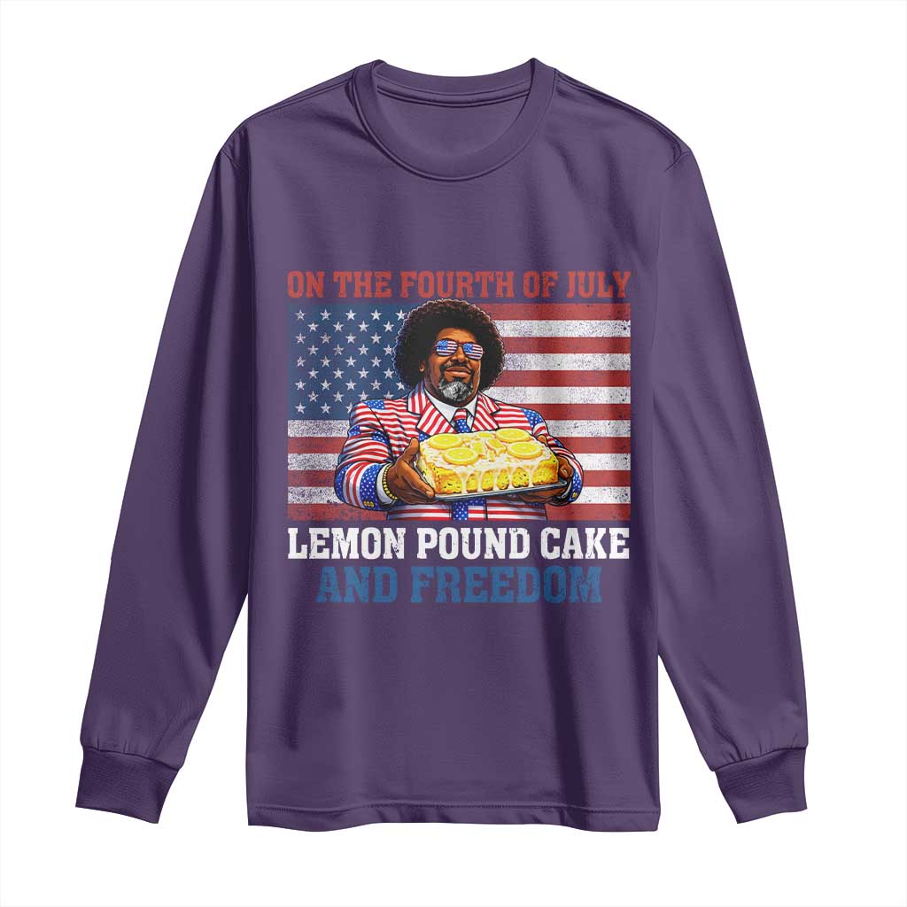 Lemon Pound Cake And Freedom Long Sleeve Shirt 4th of July Hip Hop Edgy Humor Rap Fan