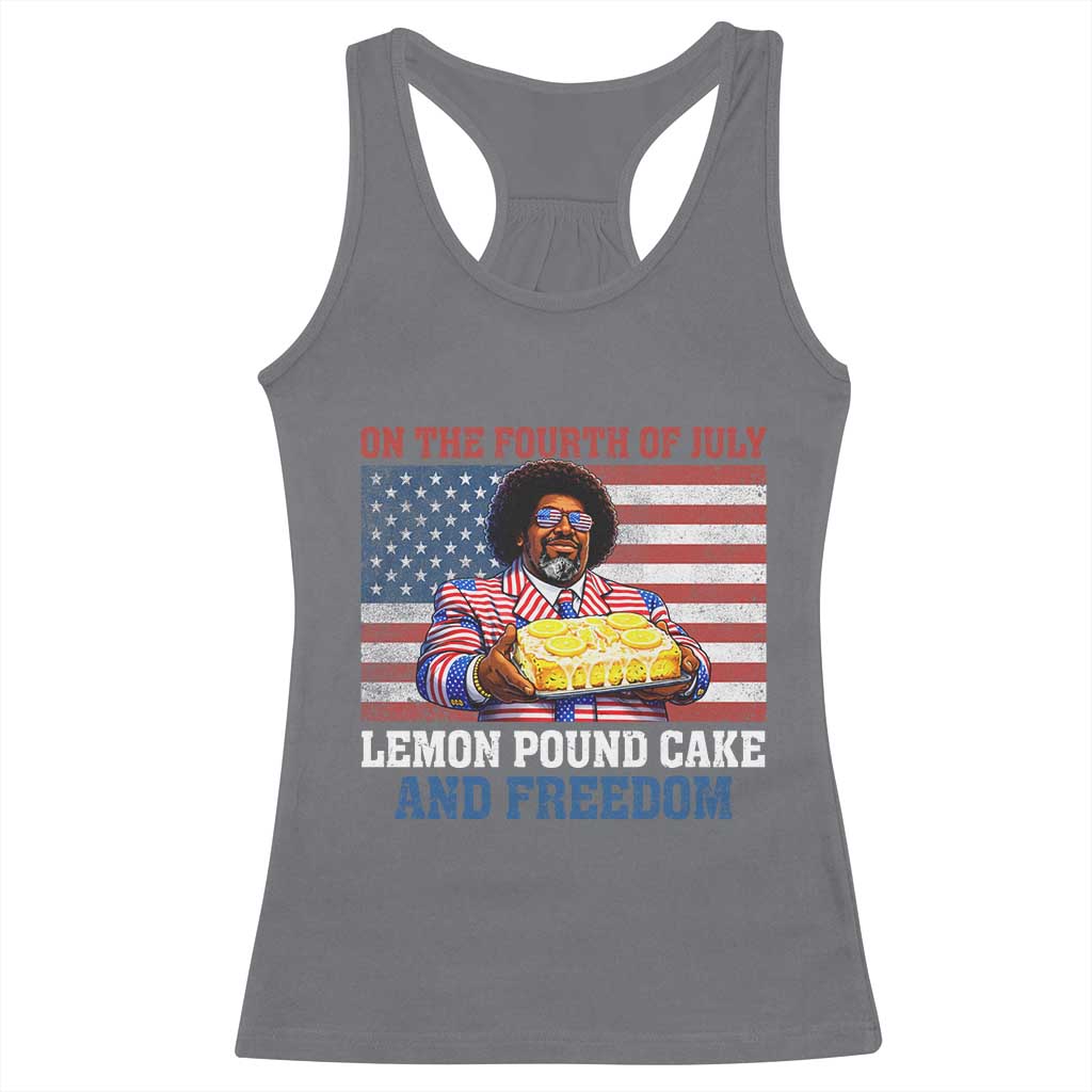 Lemon Pound Cake And Freedom Racerback Tank Top 4th of July Hip Hop Edgy Humor Rap Fan