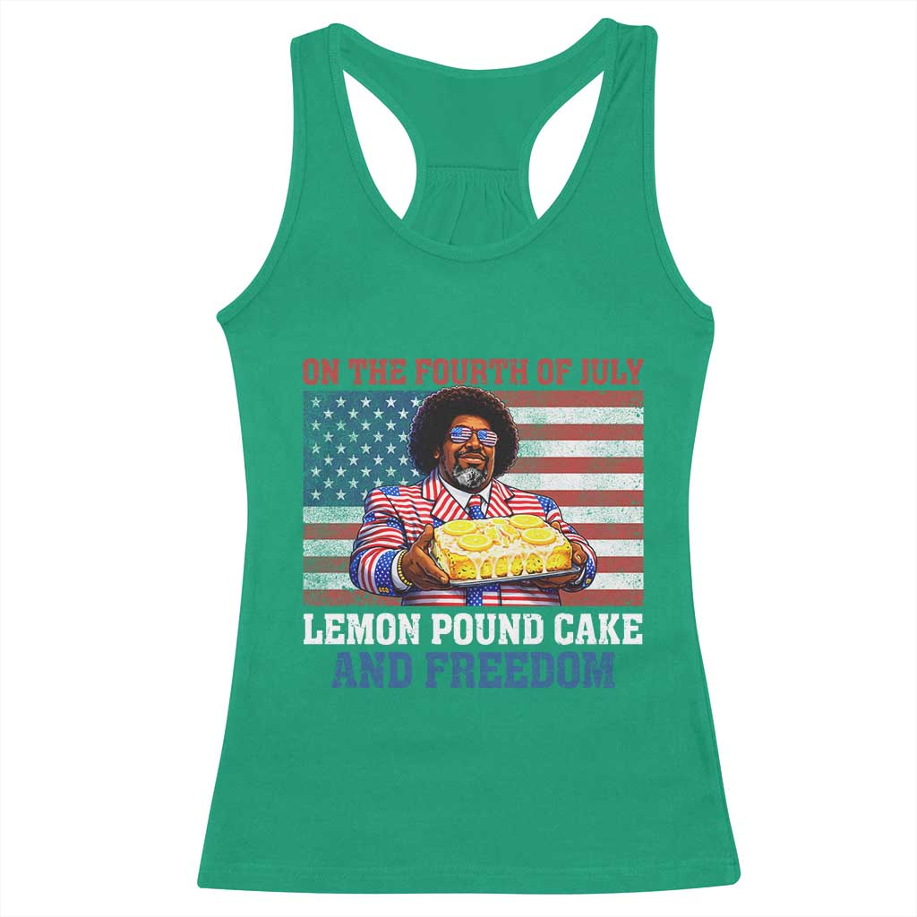 Lemon Pound Cake And Freedom Racerback Tank Top 4th of July Hip Hop Edgy Humor Rap Fan