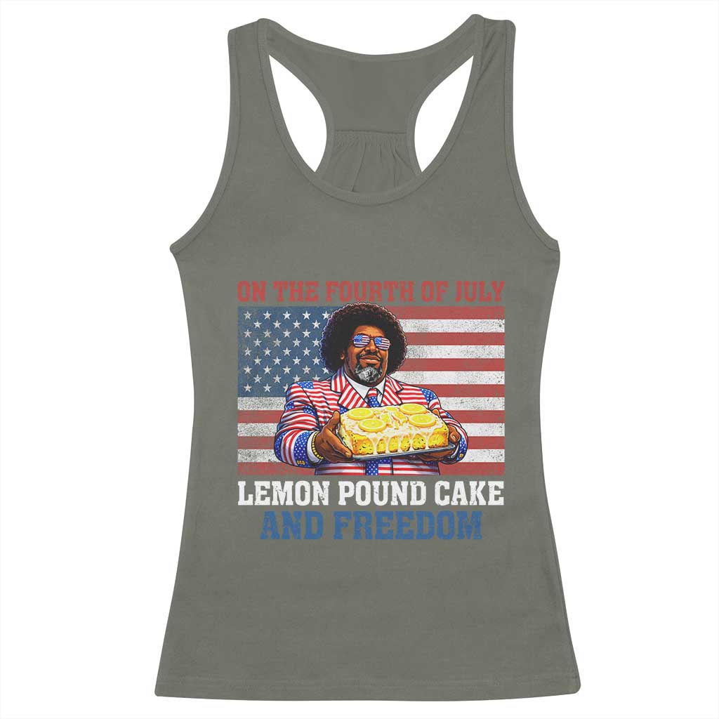 Lemon Pound Cake And Freedom Racerback Tank Top 4th of July Hip Hop Edgy Humor Rap Fan
