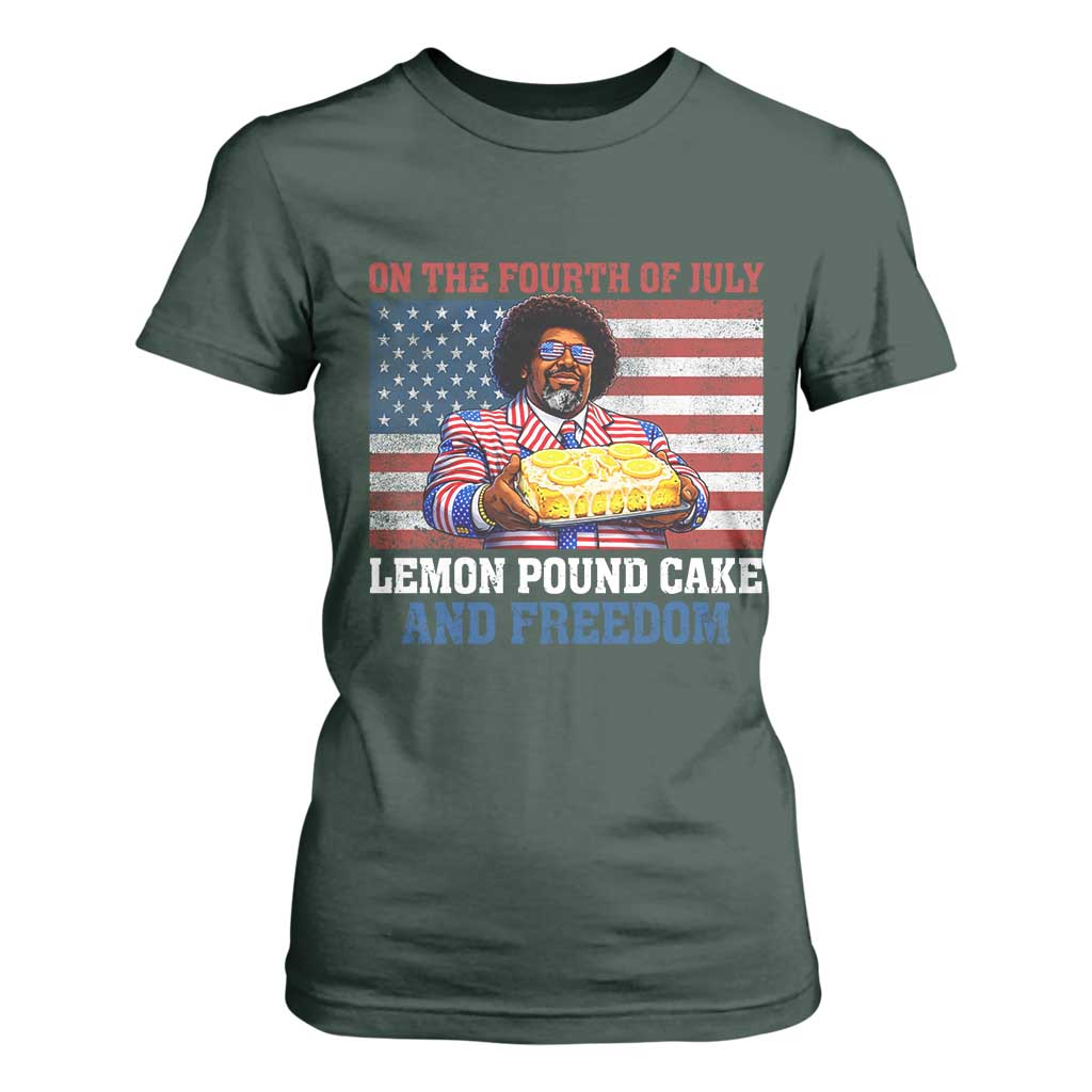 Lemon Pound Cake And Freedom T Shirt For Women 4th of July Hip Hop Edgy Humor Rap Fan