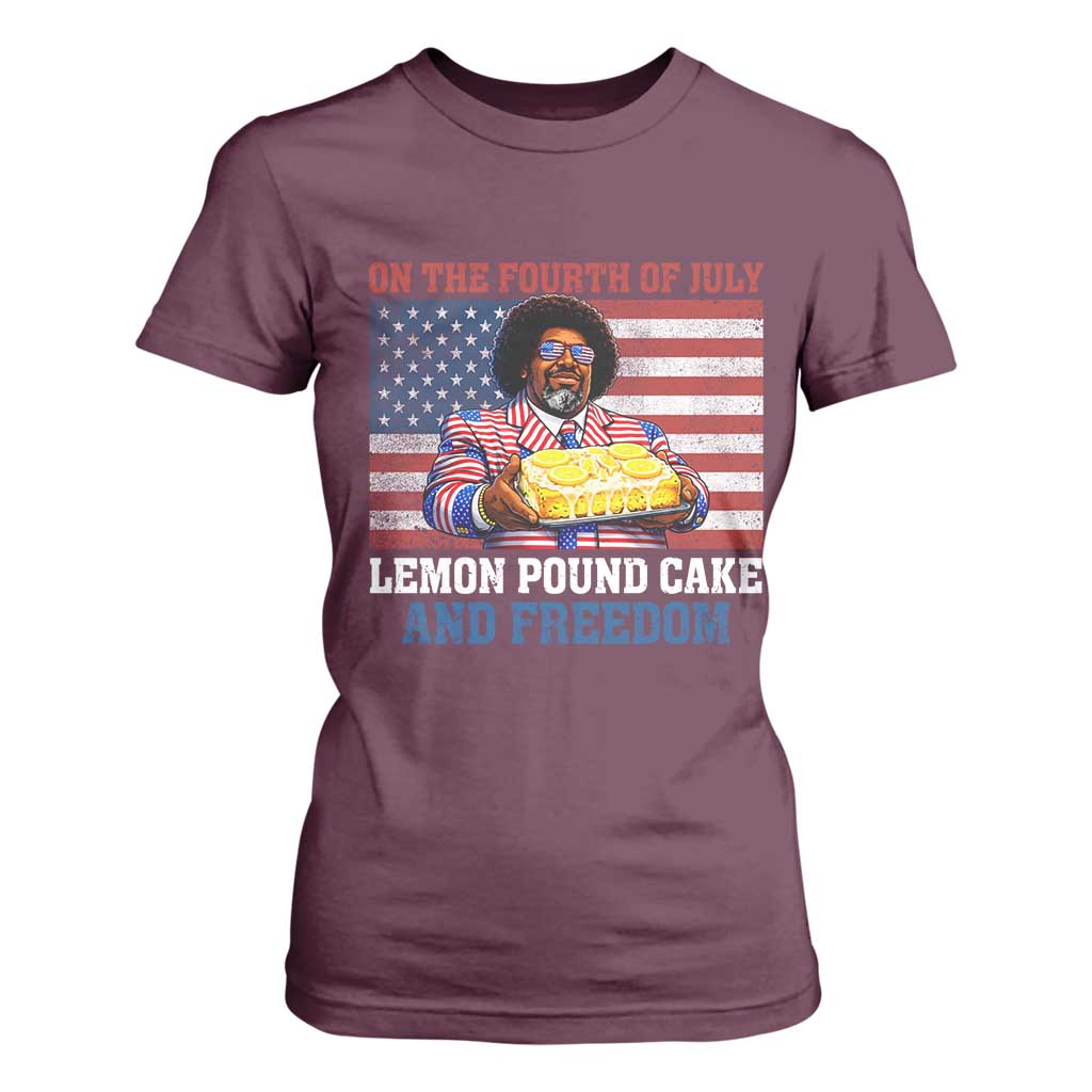 Lemon Pound Cake And Freedom T Shirt For Women 4th of July Hip Hop Edgy Humor Rap Fan