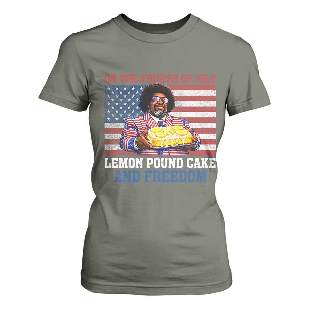 Lemon Pound Cake And Freedom T Shirt For Women 4th of July Hip Hop Edgy Humor Rap Fan