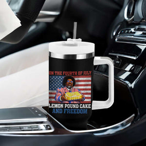 Lemon Pound Cake And Freedom Tumbler With Handle 4th of July Hip Hop Edgy Humor Rap Fan