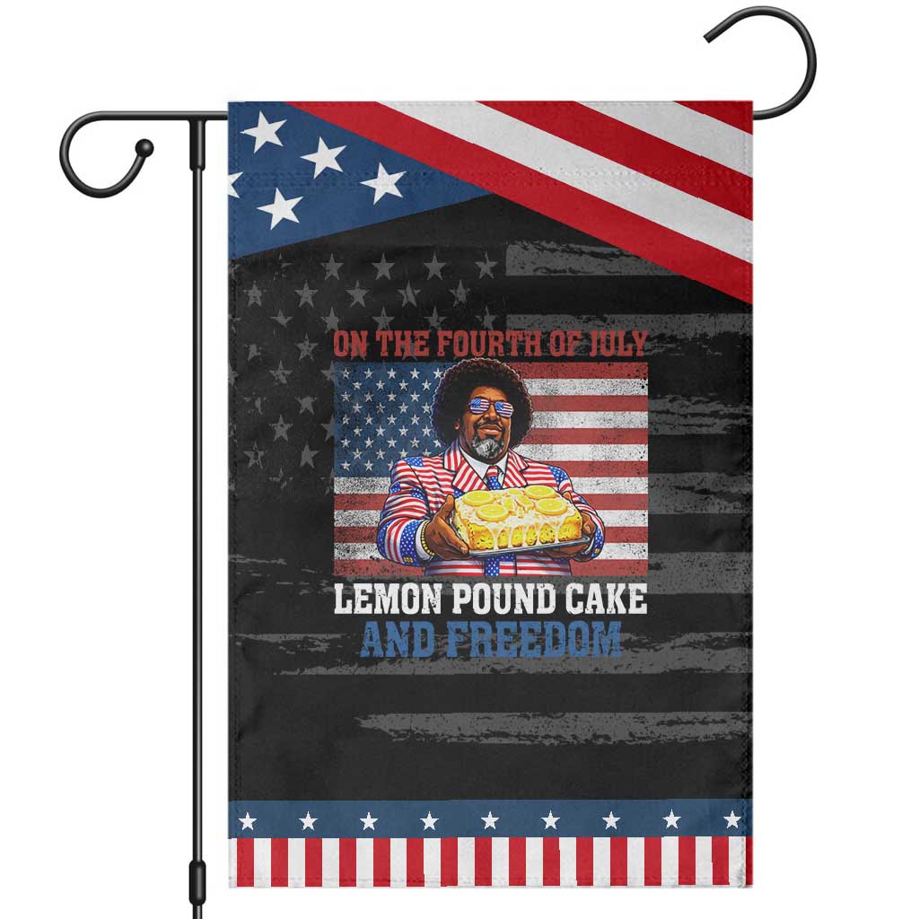 Lemon Pound Cake And Freedom Patriotic Garden Flag 4th of July Hip Hop Edgy Humor Rap Fan TS11 Distressed Black Blue Print Your Wear