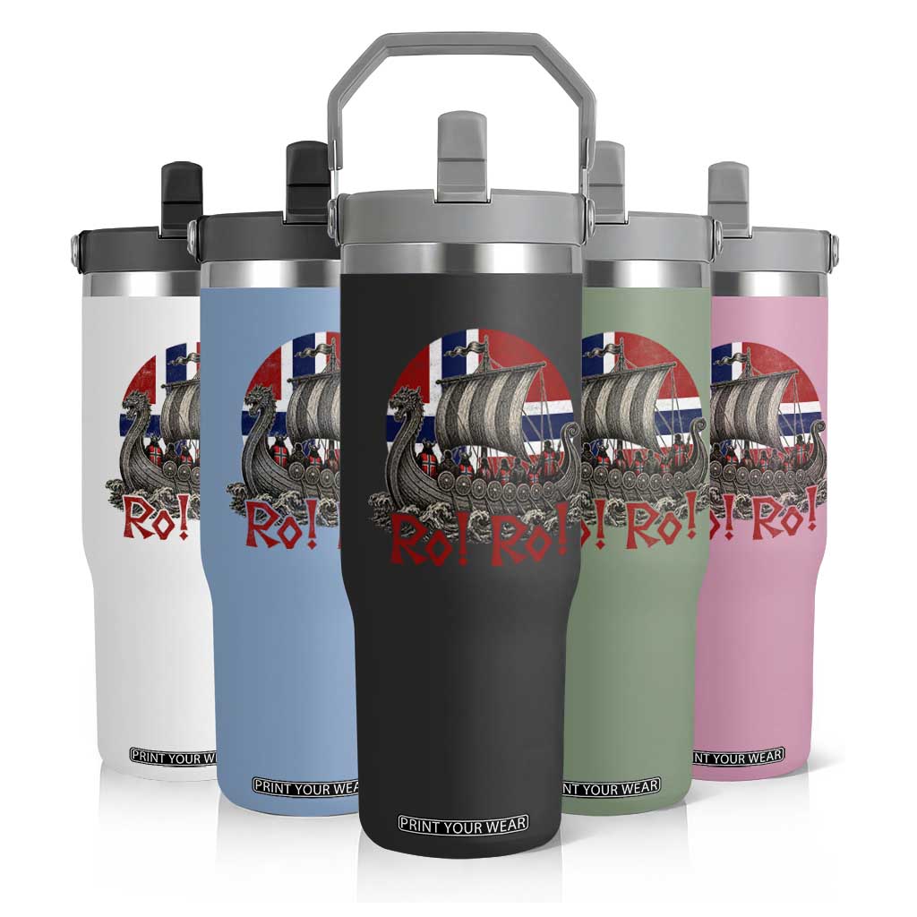 Ro Ro Norway Flip Straw Tumbler Norwegian Viking Row Longship Norge Football Fan TS11 Print Your Wear