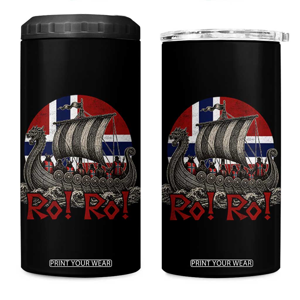 Ro Ro Norway 4 in 1 Can Cooler Tumbler Norwegian Viking Row Longship Norge Football Fan TS11 One Size: 16 oz Black Print Your Wear