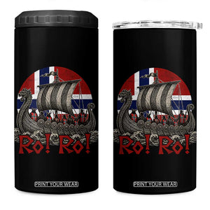 Ro Ro Norway 4 in 1 Can Cooler Tumbler Norwegian Viking Row Longship Norge Football Fan TS11 One Size: 16 oz Black Print Your Wear